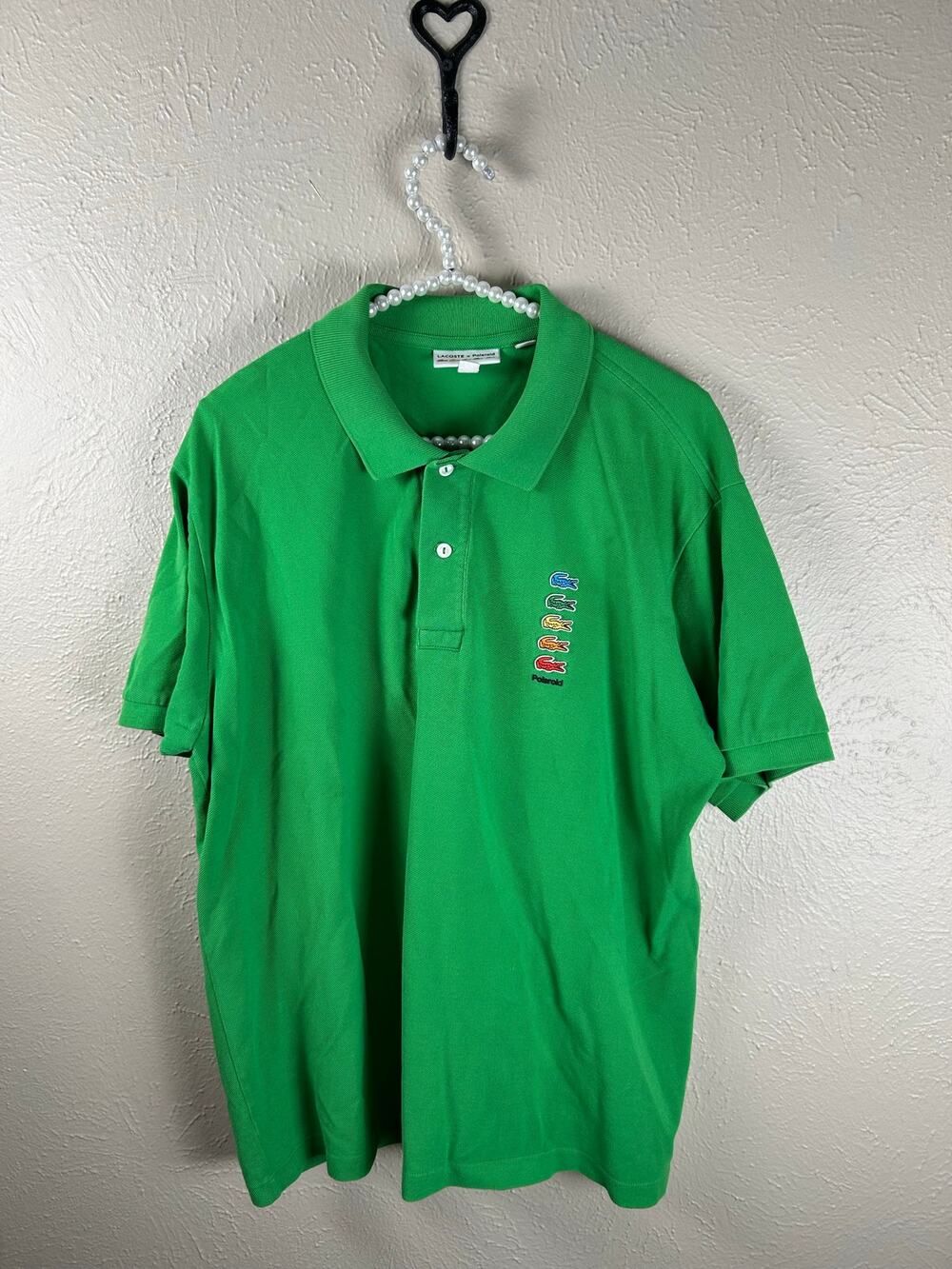 Lacoste x Polaroid Polo Men's Size XL Green Short Sleeve Luxury Preppy Shirt
